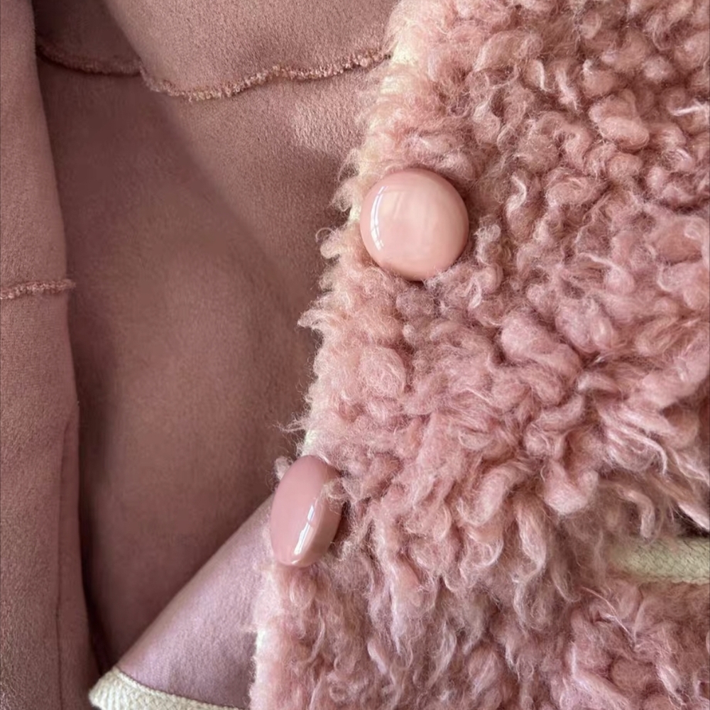 Pink Sherpa Button-Front Jacket - Picture 4 of 6